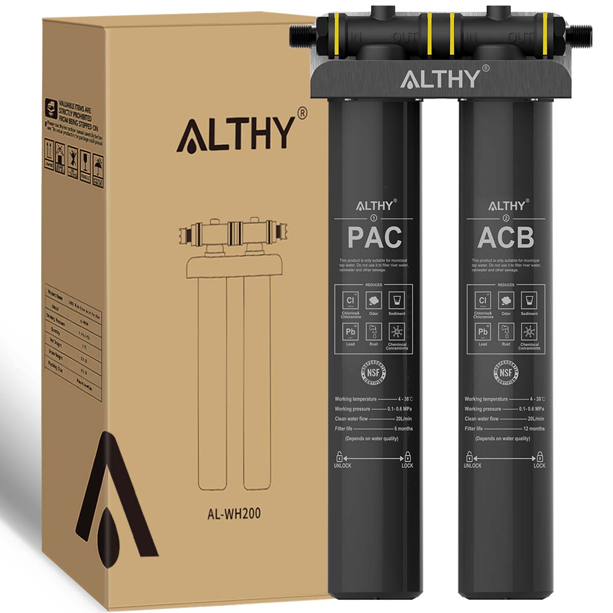 ALTHY Whole House / Commercial Water Filter Purifier System, Certified to Removes Lead, Chlorine,Sediment, Chemincal &Odor