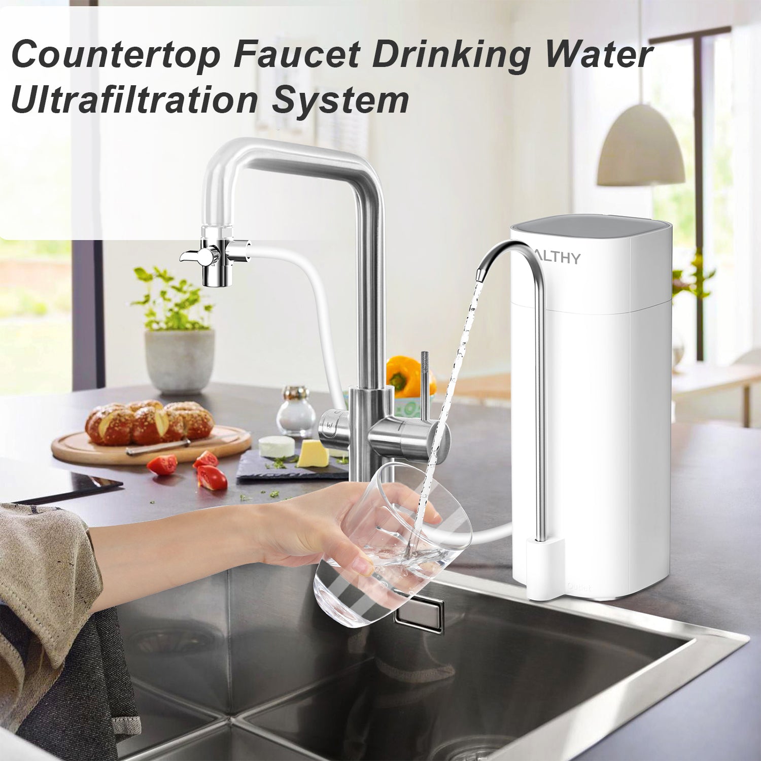 ALTHY Countertop Faucet Drinking Water Filter Purifier Ultrafiltration System, Reduces 99% , Chlorine, Heavy Metals,Odor