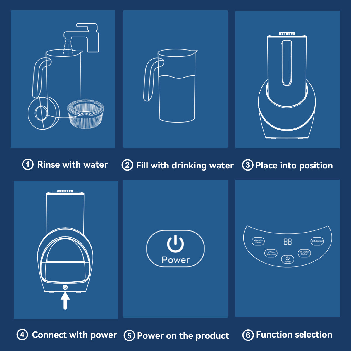 ALTHY Hydrogen Water Pitcher Generator Machine Bottle Jug Kettle SPE PEM Technology. Balanced Water PH Calcium Sulfite filter
