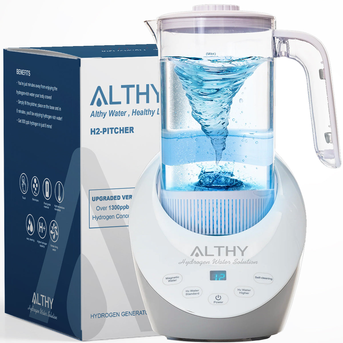 ALTHY Hydrogen Water Pitcher Generator Machine Bottle Jug Kettle SPE PEM Technology. Balanced Water PH Calcium Sulfite filter