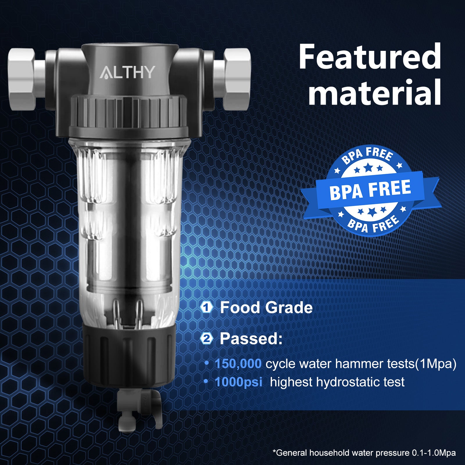 ALTHY Pre filter Whole House Spin Down Sediment Water Filter Central Prefilter Purifier System Backwash Stainless Steel Mesh