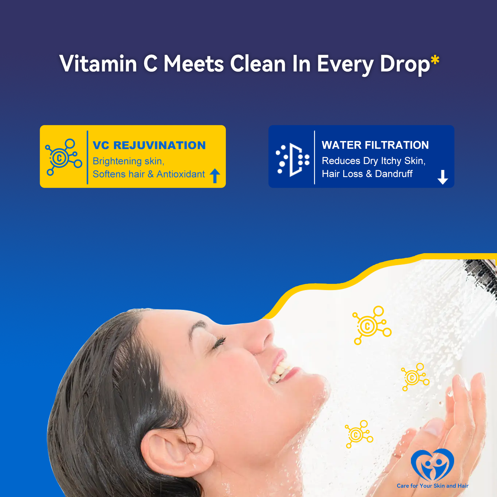 ALTHY Vitamin C Revitalizing Shower Head Water Filter - Reduces Chlorine