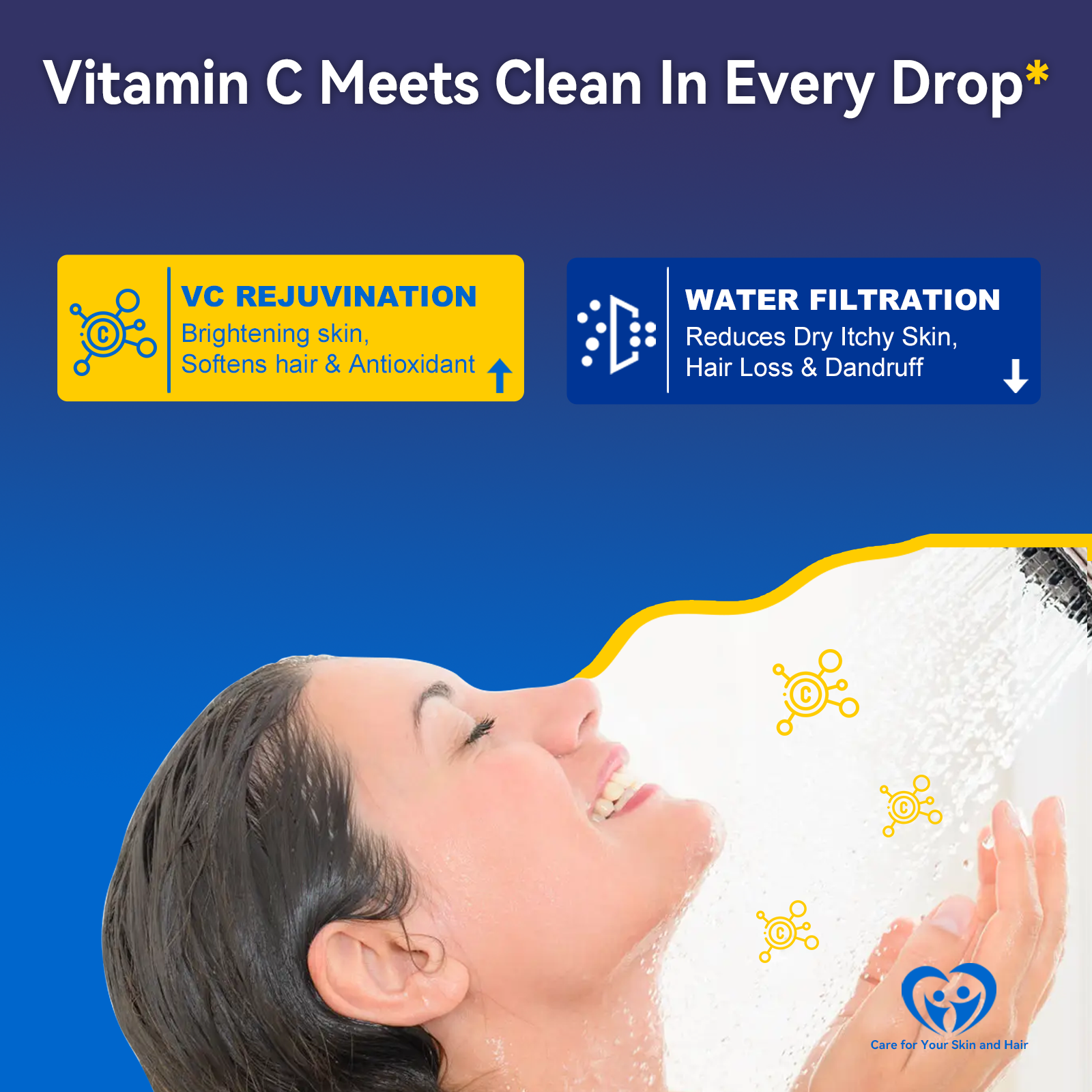 ALTHY Vitamin C Revitalizing Shower Head Water Filter - Reduces Chlorine