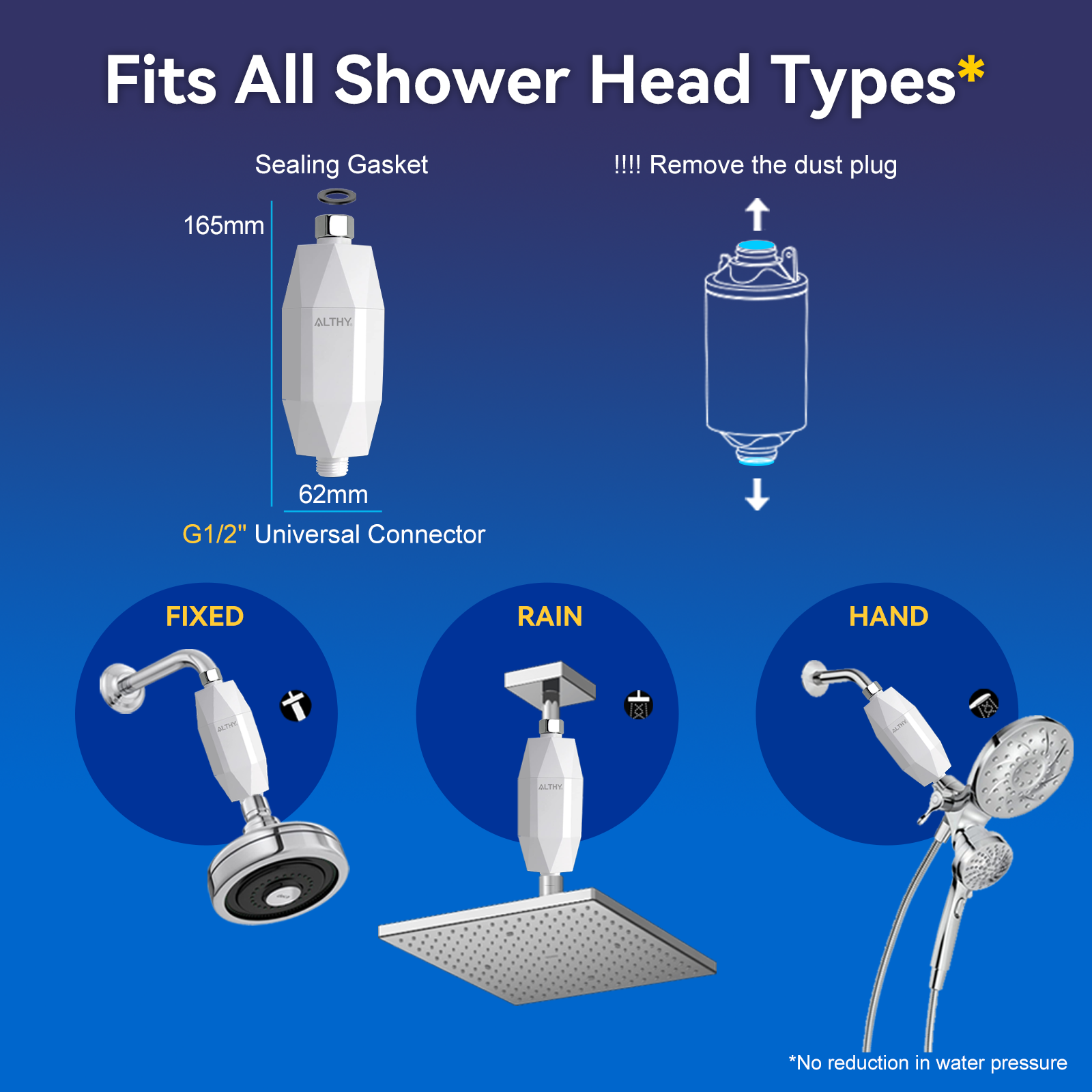 ALTHY Vitamin C Revitalizing Shower Head Water Filter - Reduces Chlorine