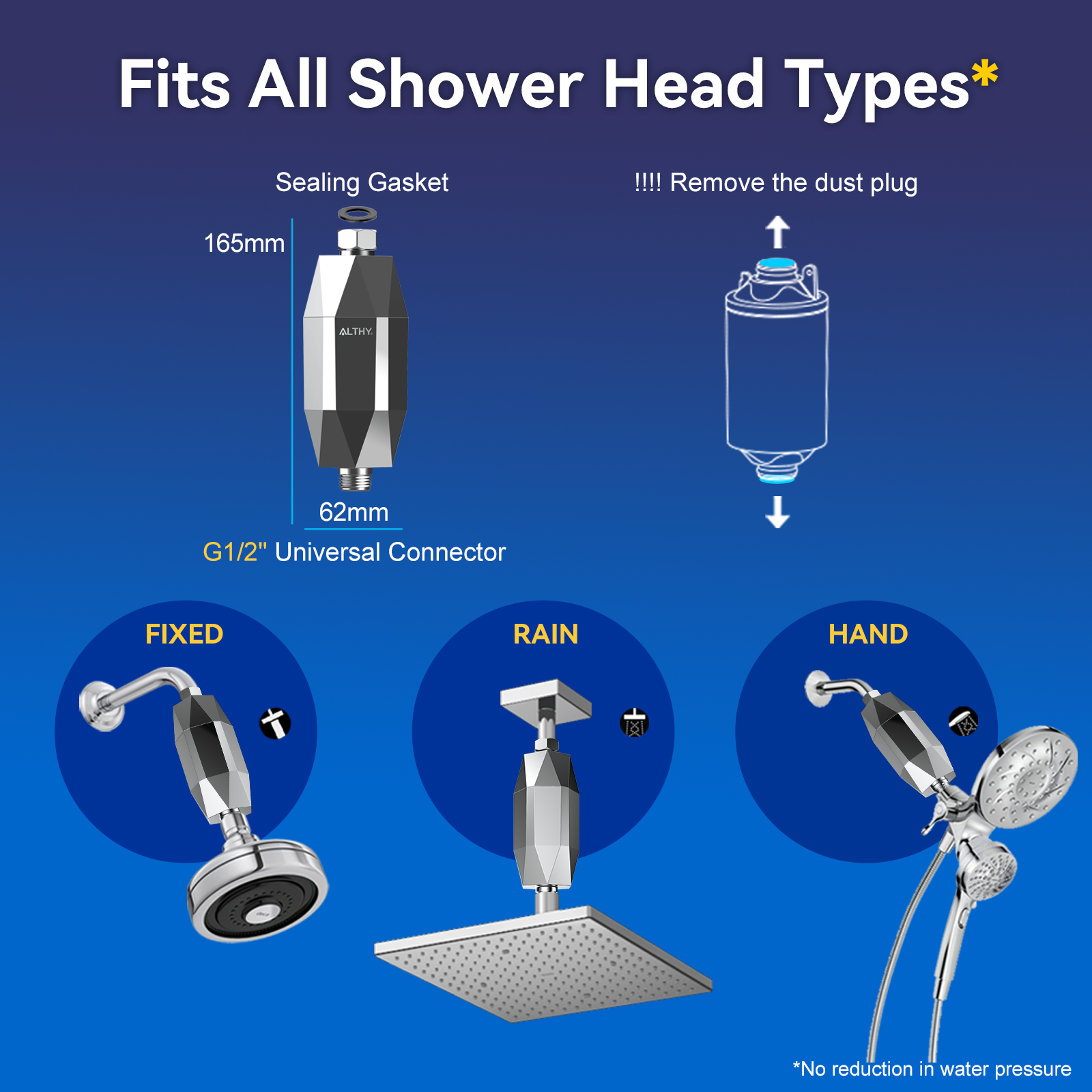 ALTHY Vitamin C Revitalizing Shower Head Water Filter - Reduces Chlorine