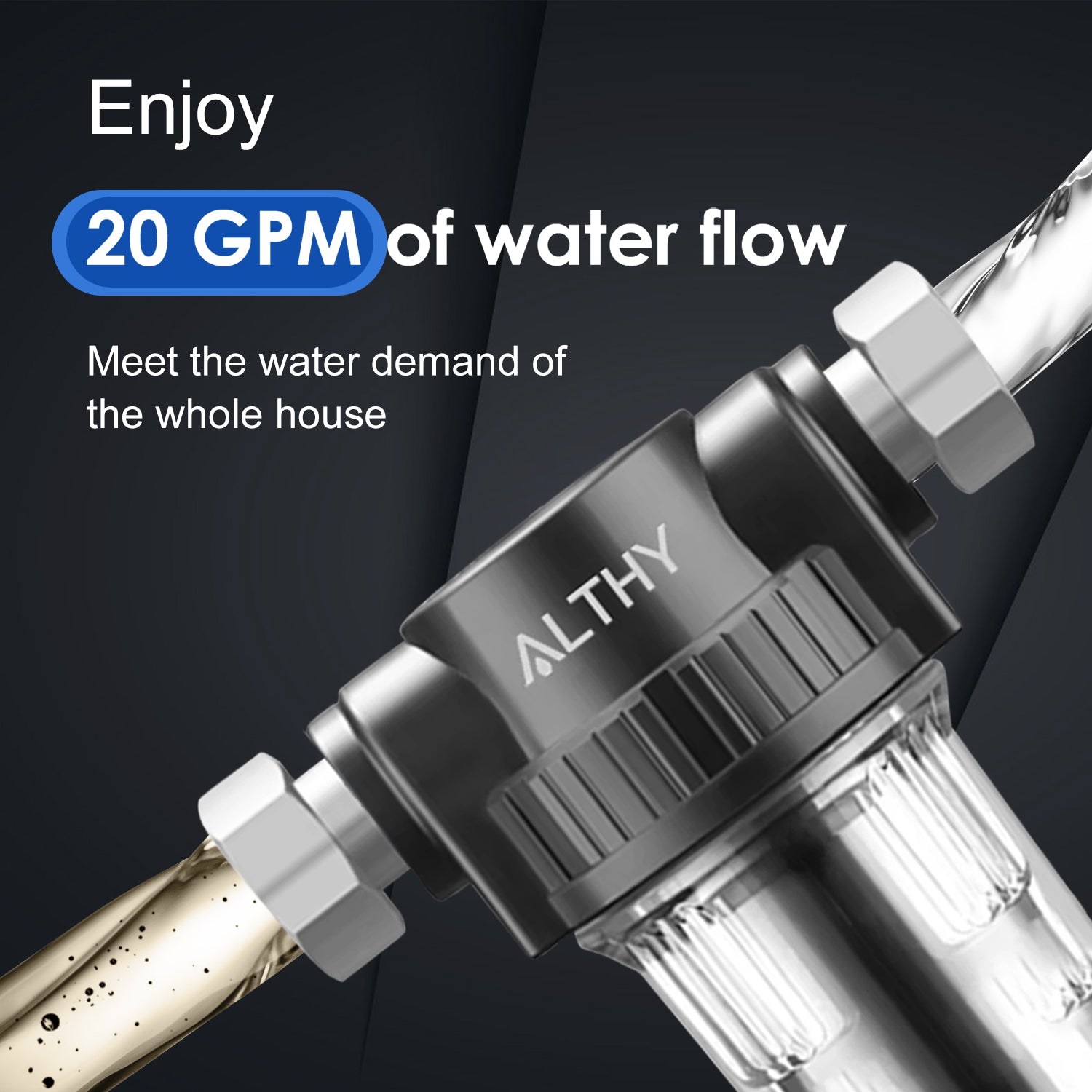ALTHY Pre filter Whole House Spin Down Sediment Water Filter Central Prefilter Purifier System Backwash Stainless Steel Mesh