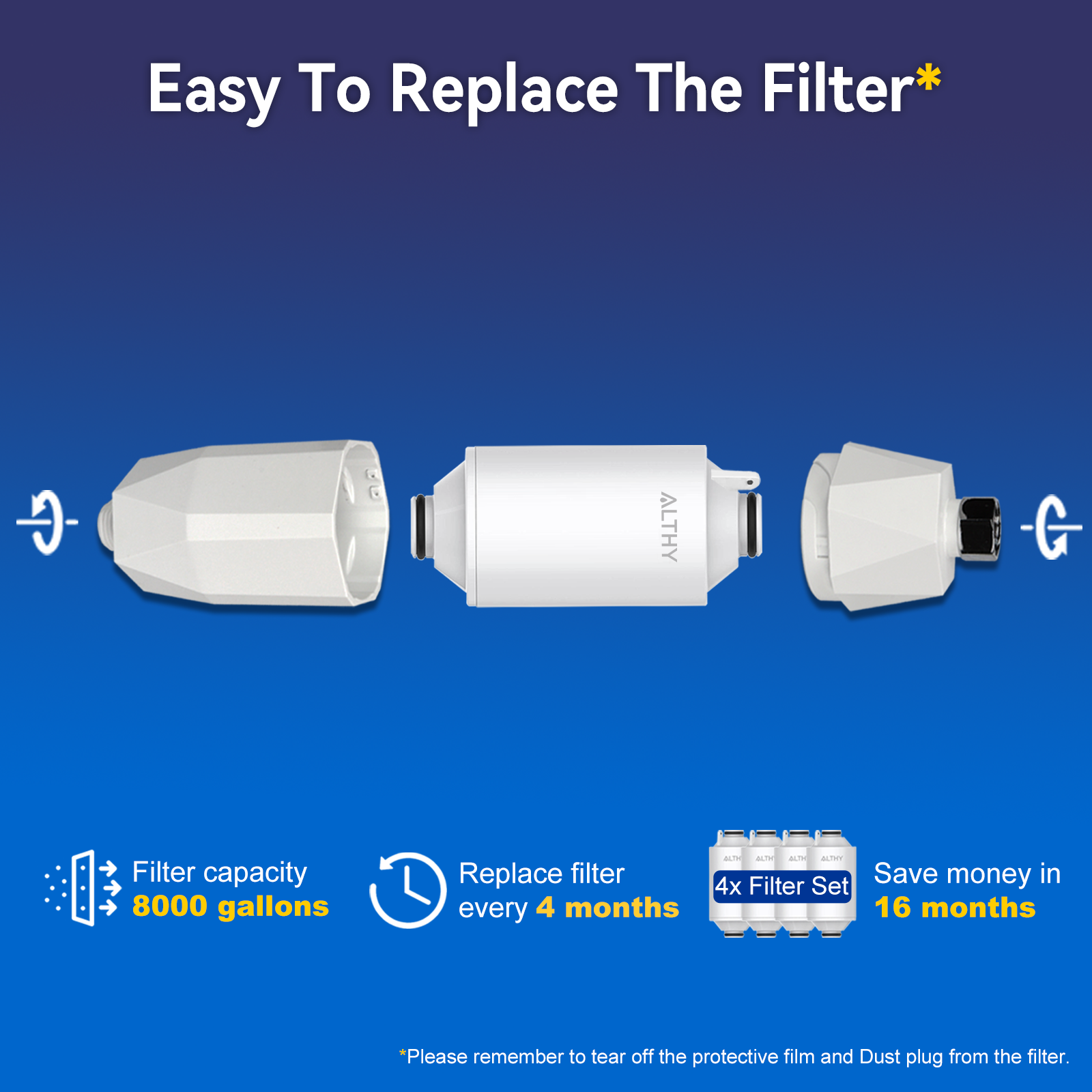 ALTHY Vitamin C Revitalizing Shower Head Water Filter - Reduces Chlorine