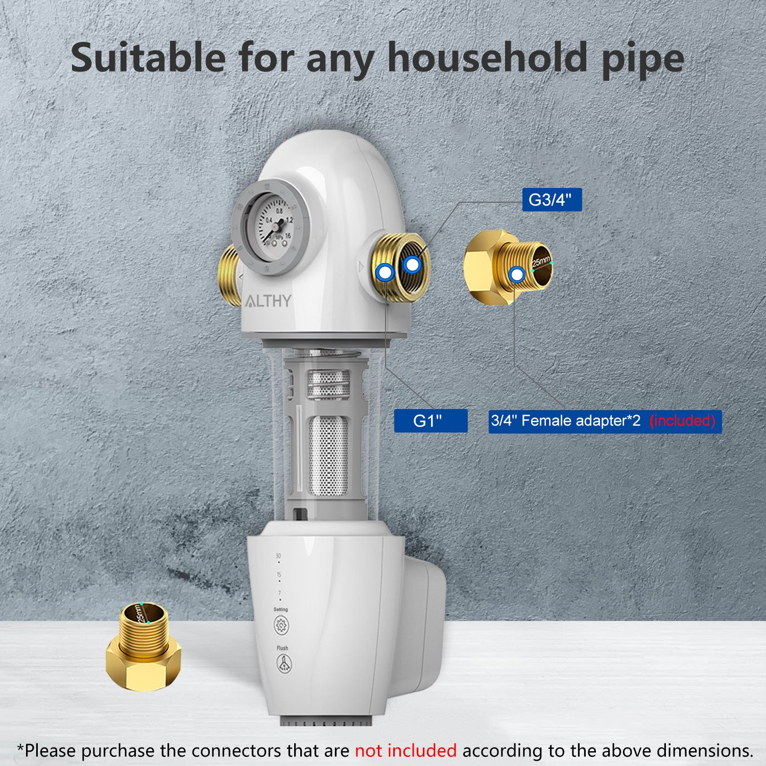 ALTHY PRE-AUTO2 Automatic Flushing Backwash Prefilter Spin Down Sediment Water Filter Central Whole House Purifier System