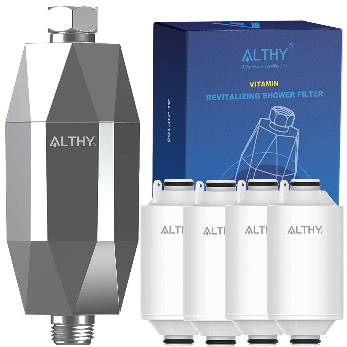 ALTHY Vitamin C Revitalizing Shower Head Water Filter - Reduces Chlorine