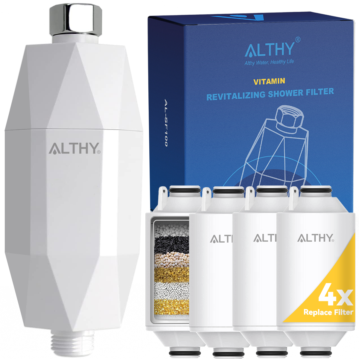 ALTHY Vitamin C Revitalizing Shower Head Water Filter - Reduces Chlorine